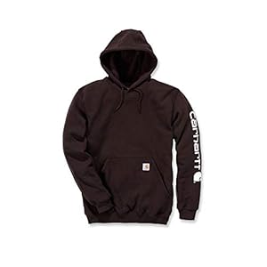 Carhartt-Mens-Signature-Sleeve-Logo-Hooded-Sweatshirt-Hooded-LRG-TLL-Dark-Brown