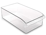 BINO Refrigerator, Freezer and Pantry Cabinet Storage Drawer Organizer Bin, Clear and Transparent Plastic Nesting Container for Home and Kitchen with Built-In Pull Out Handle, Medium