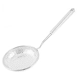 Stainless Steel Perforated Ladle Colander 14 Inch Silver Tone