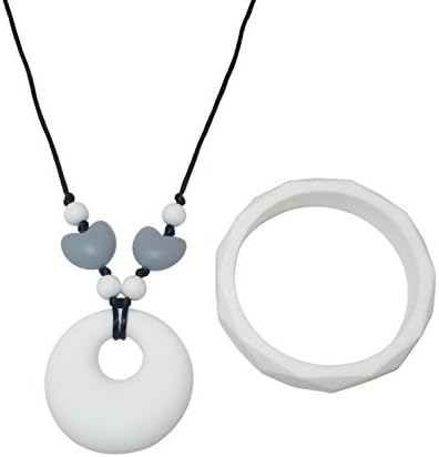 Silicone Teether Pendant Necklace and bracelet set for Moms - Non-toxic, BPA-Free, Stylish, Trendy, Great For Soothing Teething Babies, Great Gift For Other Moms