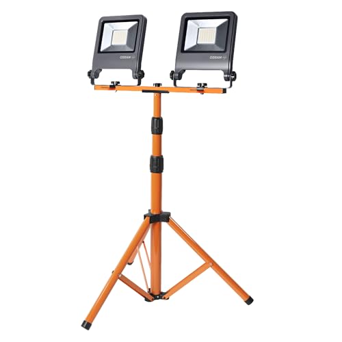 OSRAM LED Work Light Tripod, 2x50W, 9000lm, 4000K Cool White, Height Adjustable up to 1.8m, IP65