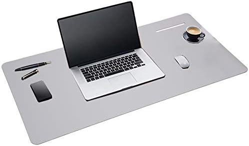 Multifunctional Office Desk Pad,Upgrade Non-Slip Waterproof PU Leather Mouse Pad,Leather Writing Pad for Desk (Gray,31.5×15.7in/80×40cm)