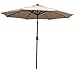 Sunnydaze Solar Powered LED Lighted Patio Umbrella with Tilt & Crank, 9 Foot, Beige