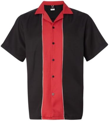 Hilton Men's Retro Quest Bowling Shirt, Black/ Red, XX-Large