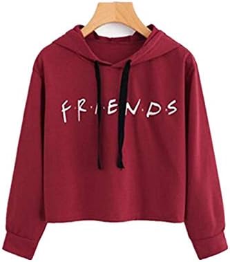 MCieloLuna Friends TV Show Printed Crop Top Long Sleeve Pullover Hooded Sweatshirt