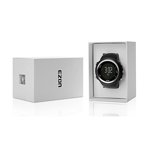 EZON GPS Sports Watch Outdoor with Distance Pace Alarm and Calorie Counter for Men T031A01 Black