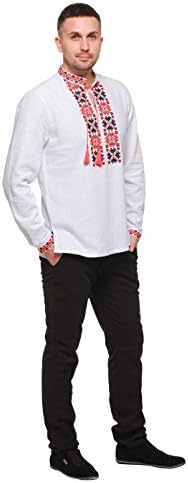2kolyory Embroidered Shirt Mens White. Vyshyvanka. Ukrainian Embroidery. Shirts for Men