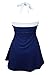 COCOSHIP White & Navy Blue Striped Vintage Sailor Pin Up Swimsuit One Piece Skirtini Cover Up Beachwear L(FBA)
