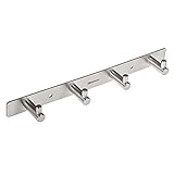 HOMEIDEAS Wall Coat Hook 11-Inch SUS304 Stainless Steel Towel Hanger Coat Rail Rack with 4 Heavy Duty Hooks,Wall Mount,Brushed Nickel