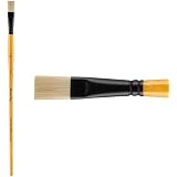 Creative Mark Mimik Paint Brush Professional Artist Synthetic Hog Bristle Long Handled Brush- Flat Size 10