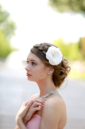 Ivory Bridal Pearl Crystal Hair Piece Flower Accessory Clip