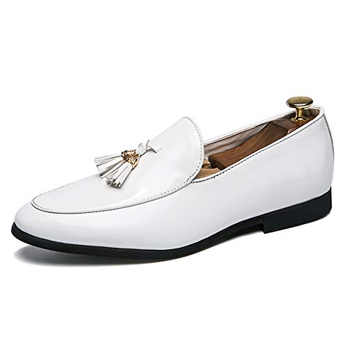 Hilotu Mens Tuxedo Oxford Patent Leather Cap Toe Wedding Dress