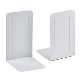 Acrimet Premium Metal Bookends (Heavy Duty) (White Color) (1 Pair)