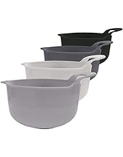 edge Mixing Bowls 4 Piece Plastic Non-Skid Nesting Bowls with Spouts and Handles for Baking, Cooking and Serving