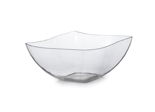 Fineline Settings 4-Piece Wavetrends China-Like Square Serving Bowl, 8-Ounce, Clear