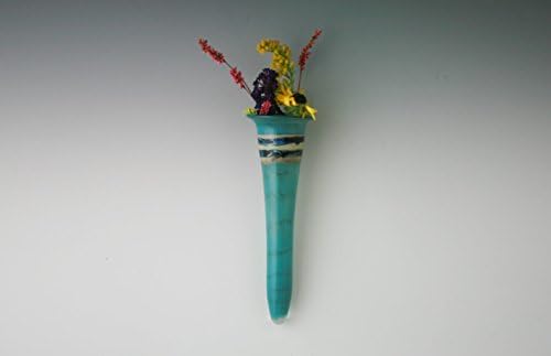Hand Blown Glass Wall Vase- Turquoise