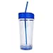 Mighty Mug Spill-Free Ice Tea & Coffee Tumbler with Straw, Double-Walled, Unspillable Cup, Condensation-Free, Unbreakable Tritan Plastic, BPA Free, (Blue, 20oz)