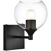 Living District Foster 1-Light Iron & Glass Bath Sconce in Black/Clear