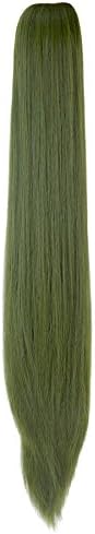 Unisex Cosplay Hair Wig Long Straight Claw Ponytail Hairpieces for Kids and Adult (Green)
