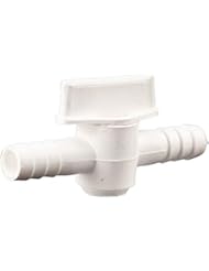 INLINE BALL VALVE For Racking Cane and Bottle Fillers White Plastic with 3/8 Barbs to Fit 5/16 or 3/8 Poly Tubing