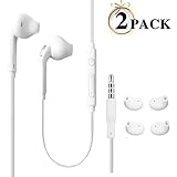 JUNAHAA 3.5mm Earphones/Earbuds/Headphones Stereo Mic&Remote Control Compatible All Samsung Galaxy S6 Edge+/ S6/ Note 8/Note 9/ S8/S8+ S9/S9+ Compatible iPhone 6/6plus/6S/6S Plus/5S/5c [2Pack]