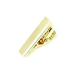 Mens Tie Clip Metallic Finish Super Slim- Vintage Style Modern Design Perfect For Skinny Ties (Gold Tone)