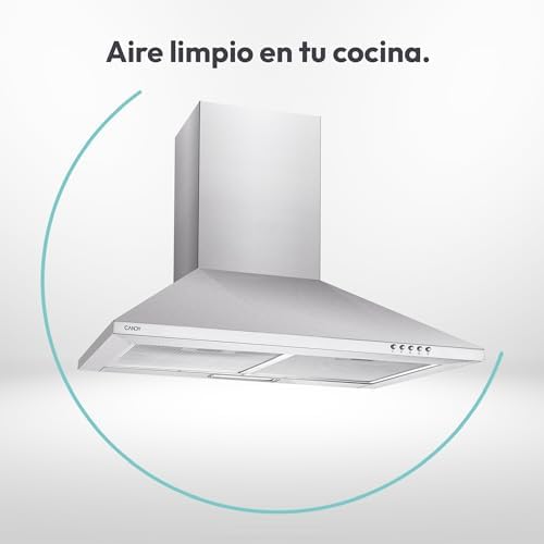 CCE117/1X, Campana extractora 70 CM, 3 Niveles de Potencia, 65W, 305M3/H, Filtros de Carbono, 2 Paneles Aluminio Antigrasa, Iluminación LED, 56/62DB, Clase C, Acero Inoxidable