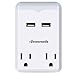 Dewenwils USB Outlet Plug Wall Adapter 2 AC Outlets Smart Dual USB Charging Ports (3.1A Total) with Auto Night Light, Multi Outlets Extender USB Charger for Travel / Home Use, ETL Listed, White