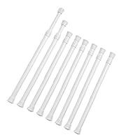 Yephets 8 Pack Tension Rods Adjustable Spring Steel Cupboard Bars Rod Curtain Rods (White, 16-28 Inch)