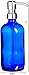 Blue Soap Dispenser with Stainless Steel Pump - 8oz Glass Soap or Lotion Dispenser with Coaster for Non Slip Bottom.