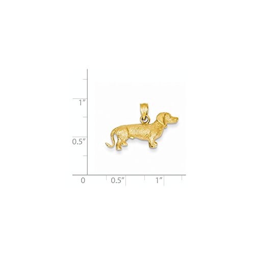 14k Solid Polished 3-Dimensional Wire Haired Dachshund Charm