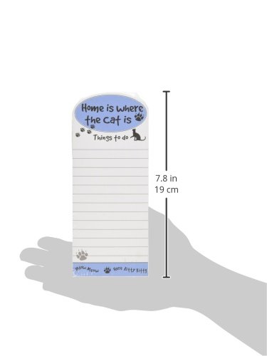 "Home Is Where The Cat Is" Magnetic List Pads Uniquely Shaped Sticky Notepad Measures 8.5 by 3.5 Inches