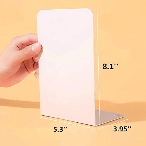 CY craft 4 Pieces Metal Bookends,Non-Skid Heavy Duty Book Ends,Bookends for Shelves,Office Book Holder and Book Stopper for Books/Movies/CDs,Apricot Color,8.1X5.3X3.95 Inch - Thumbnail 5