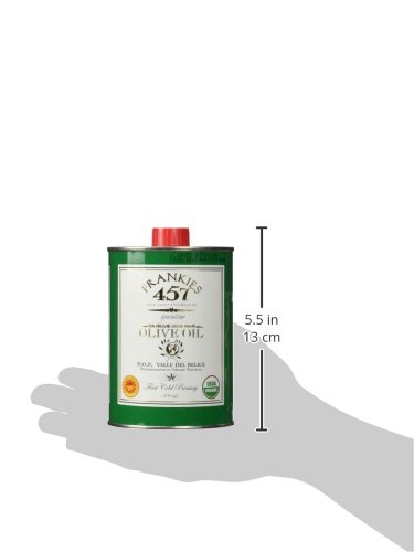 Frankies 457 Organic Extra Virgin Organic Olive Oil - Premium Castelvetrano Olive Oil - Harvested in Sicily - Pure Authentic Italian - Rich in Flavor- First Cold Pressed - 16.9 fl oz (500 ML)