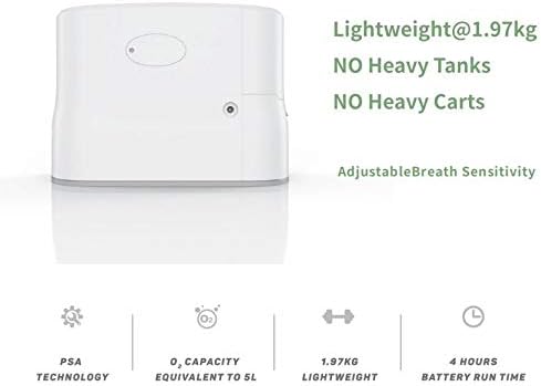 Portable Oxygen Concentrator Machine/Oxygen Generator 90% Purity Oxygen Machine/Advanced Mini Portable Oxygen Generator with Rechargeable Battery for Home, Travel, Car by Home Care Wholesale