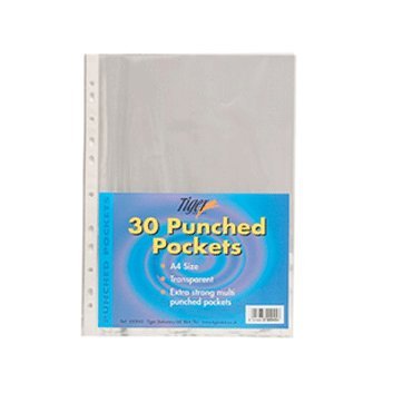 30 A4 Strong Plastic Poly Pockets Wallet Sleeves Clear
