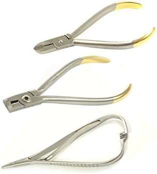 Dental Orthodontic Kit of 3-1 Distal End Cutter Orthodontic Pliers - 1 HARD WIRE CUTTER PLIER ORTHODONTIC ORTHO DENTAL INSTRUMENT, 1 Flush Cut TC Tip Methieu Slim - Set of 3 by MettleZ
