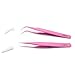 Stainless Steel Tweezers for Eyelash Extension - 2 Pcs- Straight and Curved - Light rose - by NIPOO