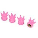Dreamer Car Crown Style ABS Plastic Valve Stem Caps Car Wheel Valve Caps(pink,4 pcs)
