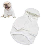Meioro Dog Clothes Hoodie Dog Warm Hoodies Pet Hooded Clothing Fleece Sweatshirts for Dog Puppy French Bulldog, Solid Color Winter Costumes with Zipper (S, White)