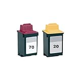 Printronic Remanufactured Ink Cartridge Replacement for Lexmark 70 12A1970 & 20 15M0120 (1 Black 1 Color) 2 Pack