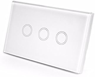 SESOO Remote Control Switch US Standard 3 Gang 1 Way RF433 Smart Wall Switch Wireless Remote Control Touch Light Switch (White)