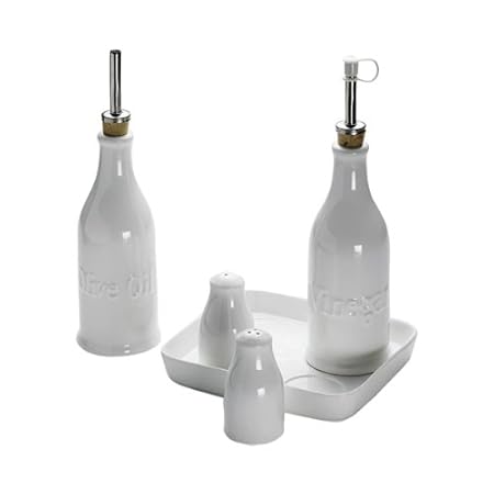 Maxwell & Williams CH0077 Kitchen Essig und Öl Set, Essigspender, Ölspender, in Geschenkbox, Porzellan / Metall / Kork