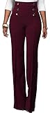 Women's Stretchy High Waisted Wide Leg Button-Down
