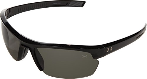Under Armour Under Armour Stride XL Rectangle Sunglasses, Shiny Black Frame/Gray Lens, One Size