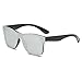 Amomoma Men’s Women’s Square Rimless Sunglasses One Piece Mirrored Lens AM2014 With Silver Mirrored Lens