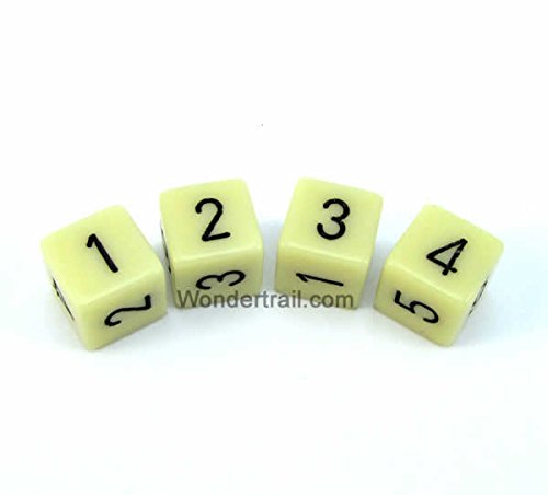 WCXPQ0600E4 Ivory Opaque Dice with Black Numbers D6 Aprox 16mm (5/8in) Pack of 4 Dice Chessex