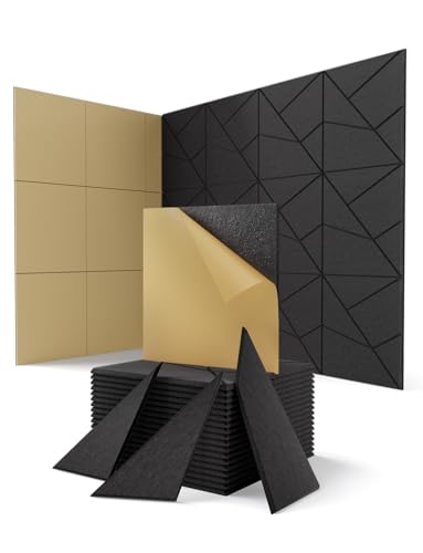 18 Stück Akustikplatten Selbstklebend, Akustik Schallabsorber Panels für Wand & Gaming Zimmer mit Liniendesign & Zuschneidbar | Acoustic Akustikplatte für Studi