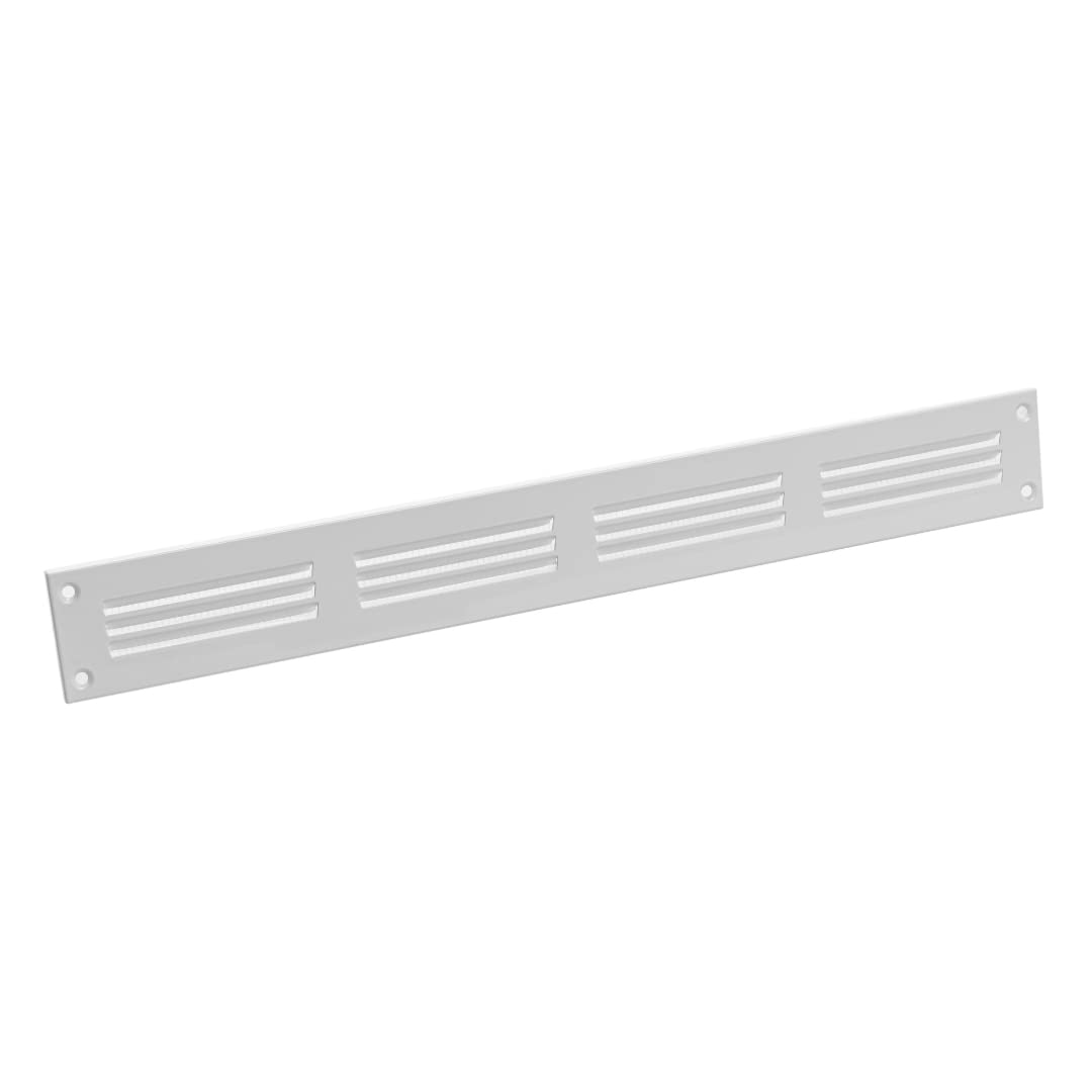 400x50mm / 16x2" inch White Metal Air Vent Grille Cover with Insect Mesh - Ventilation Cover