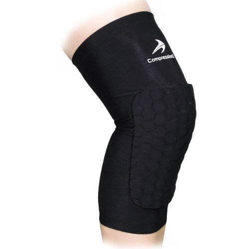 Padded Knee Sleeves for Kids (1 Pair/Black M) Protective Compression